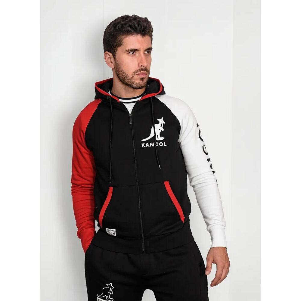 Kangol Men's Hoodie Full Zip Colorblock Fleece Sweatshirt - Picture 3 of 4